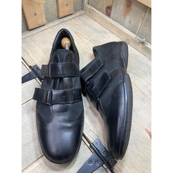 US10 EU43 Geox Respira Mens Leather Black Sneakers Hook and Eye Casual Shoes - Picture 4 of 9